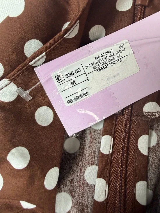 Wild Fable™ Women's Sleeveless Tie Mini Dress - Brown Polka Dots - M - Picture 14 of 15